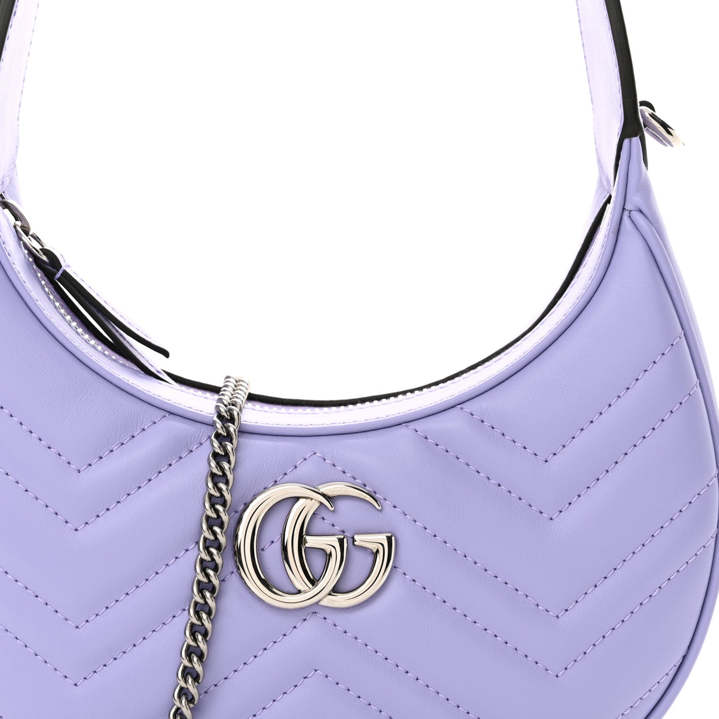 Calfskin Matelasse Mini GG Marmont Half Moon Hobo Lapis
