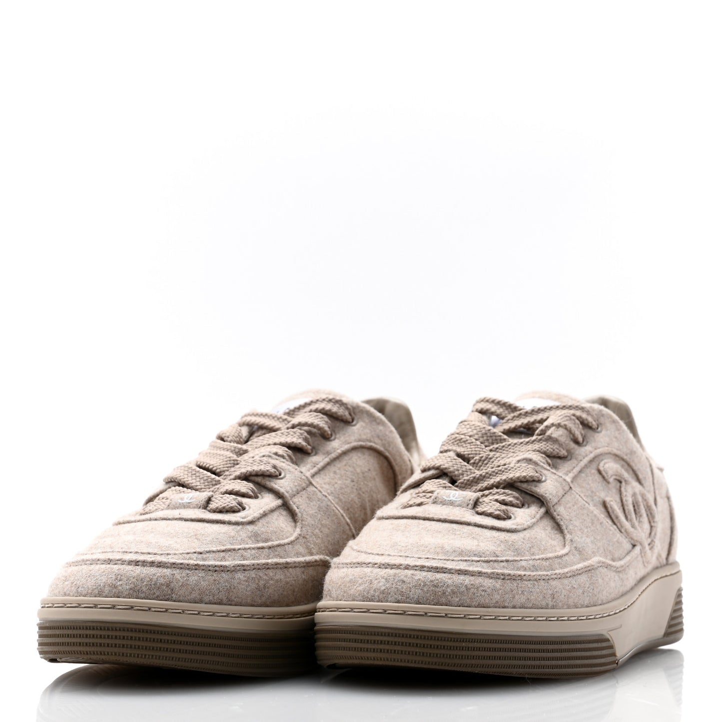 Wool Mixed Fibers Womens CC Sneakers 37.5 Beige