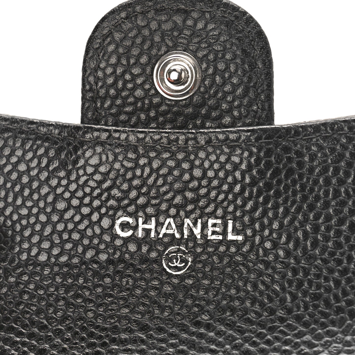 Caviar Quilted Flap Card Holder Wallet Black