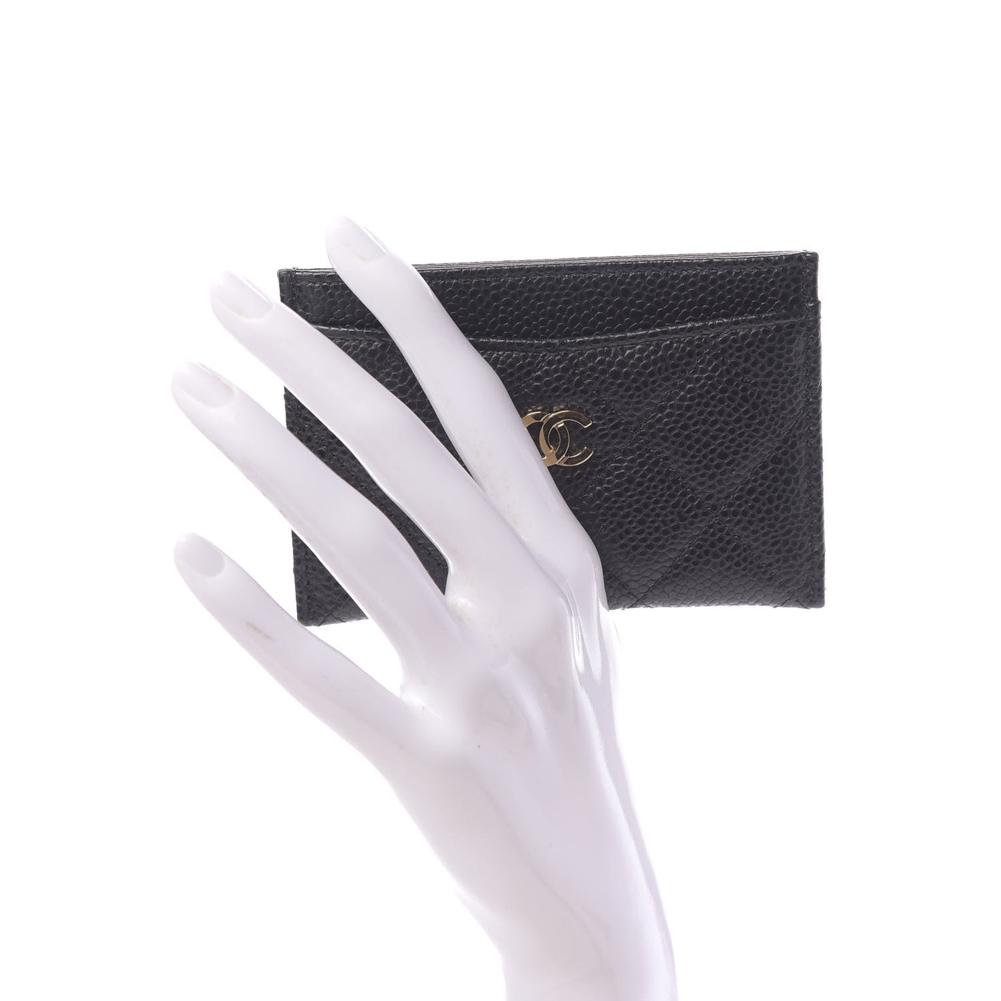 Caviar Quilted Card Holder Black