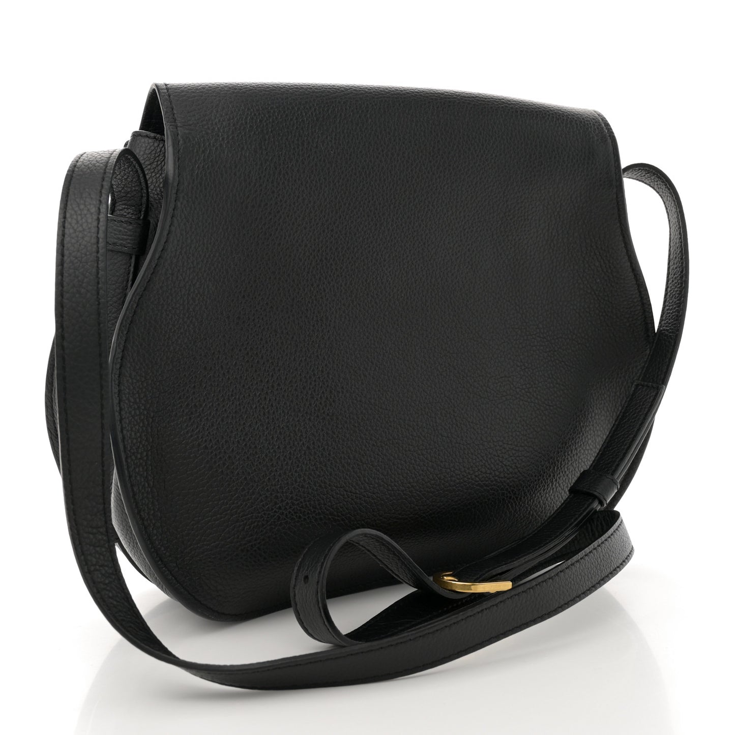 Calfskin Medium Marcie Round Crossbody Bag Black