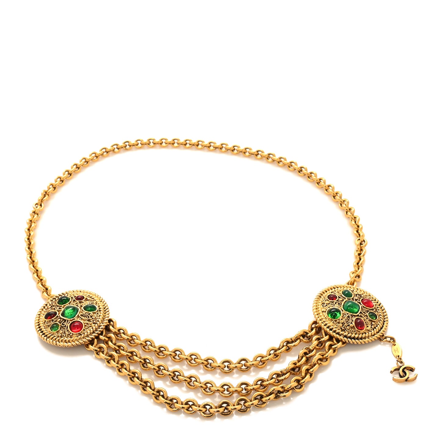 Gripoix Poured Glass Chain Belt Gold