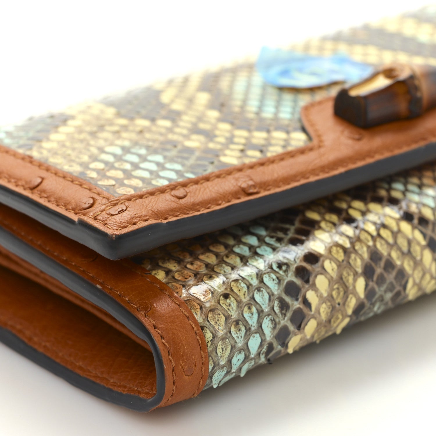 Gucci Snakeskin Ostrich Diana Chain Wallet Butter Ivory Paradise Cloud Natural Gold 9 of 9