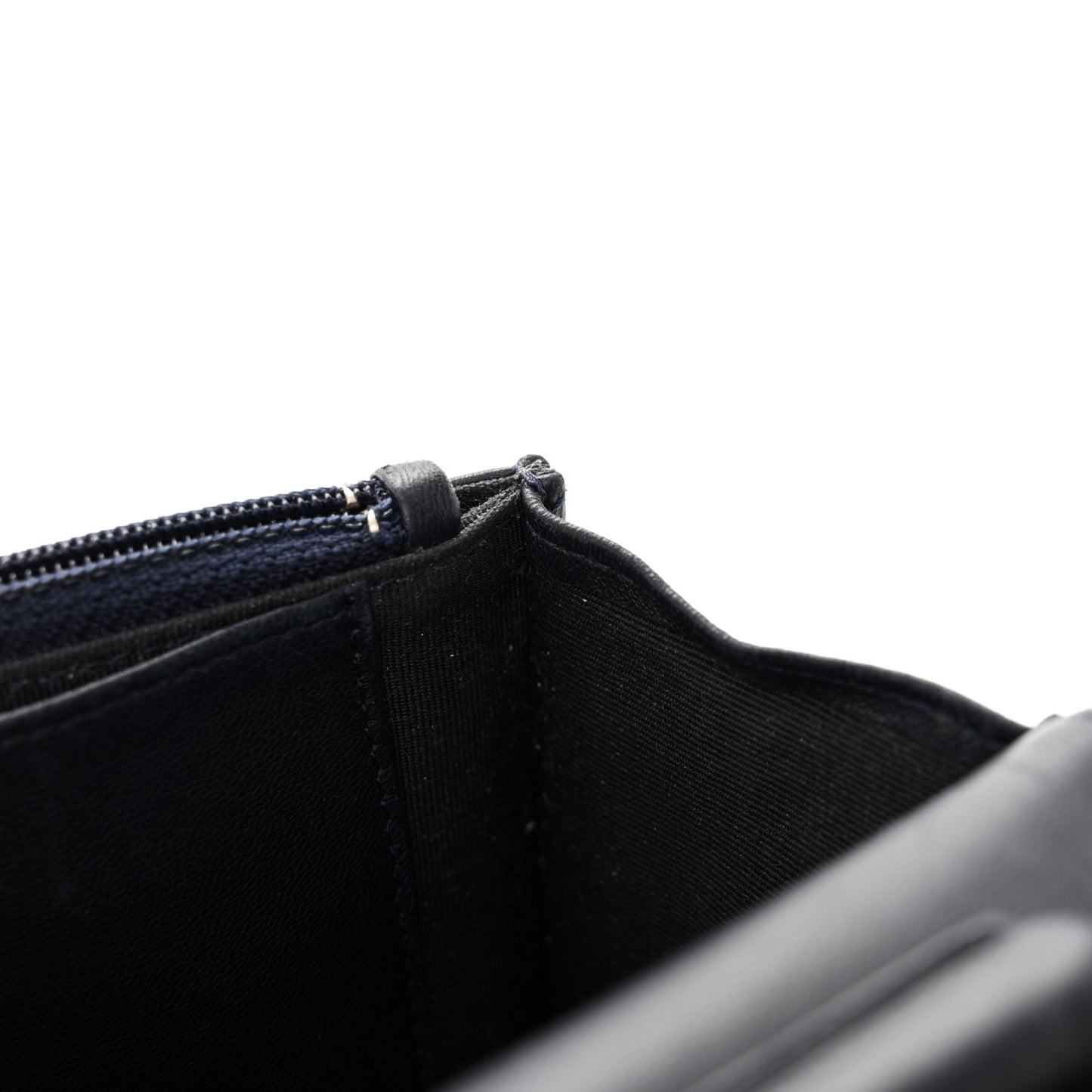 Lambskin Quilted Wallet On Chain WOC Navy Blue