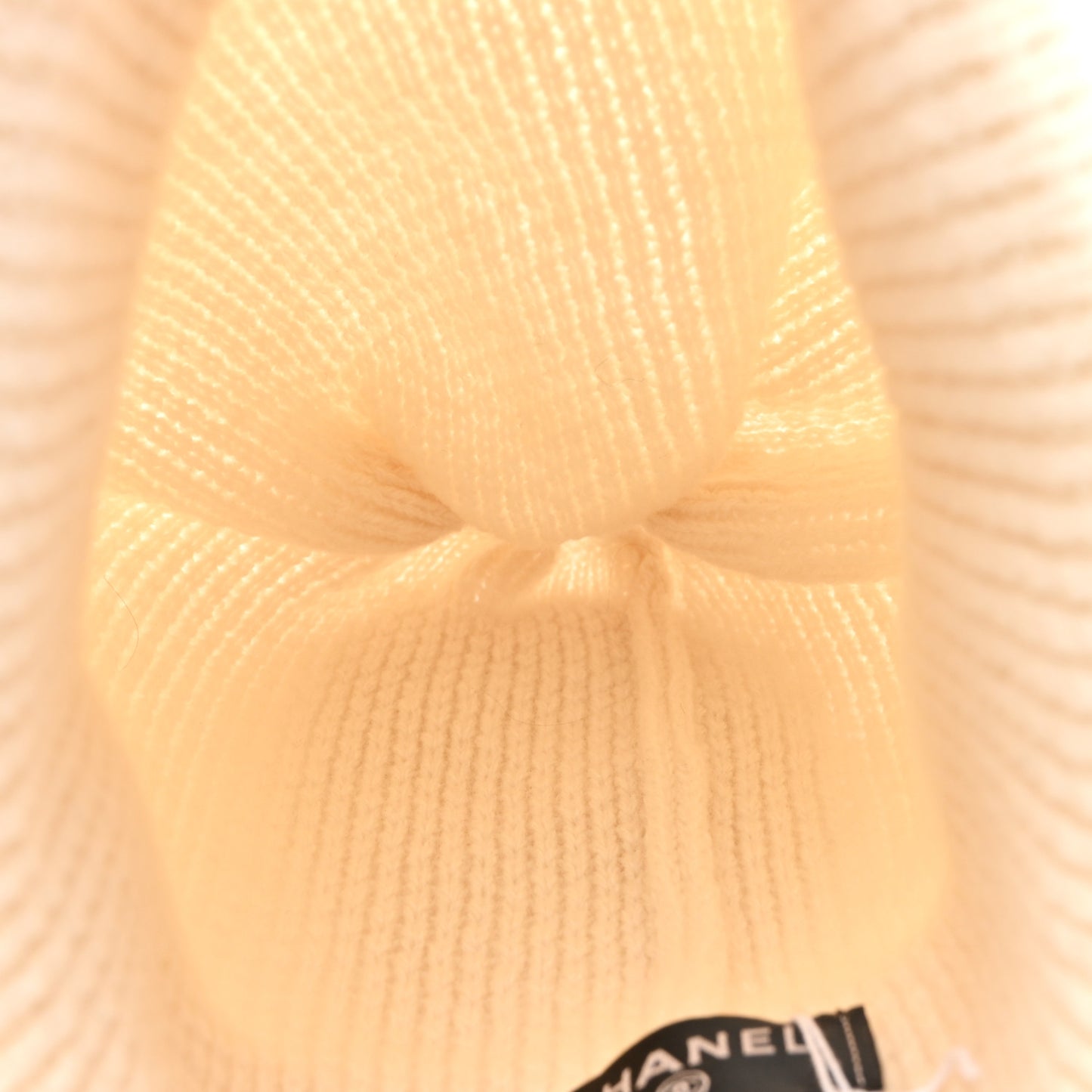Wool Cashmere CC Beanie Hat Ivory Black