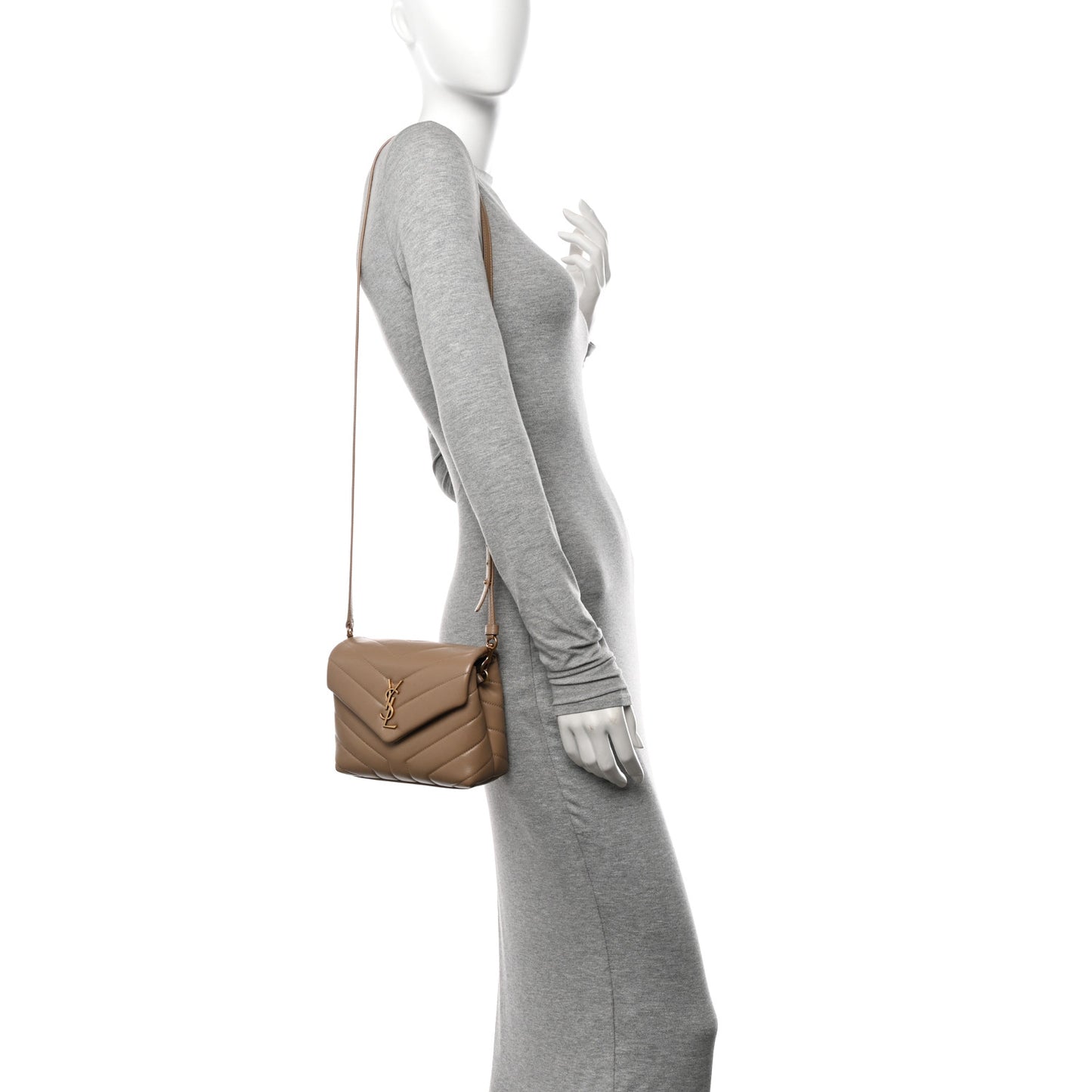 Calfskin Y Quilted Monogram Toy Loulou Crossbody Bag Taupe