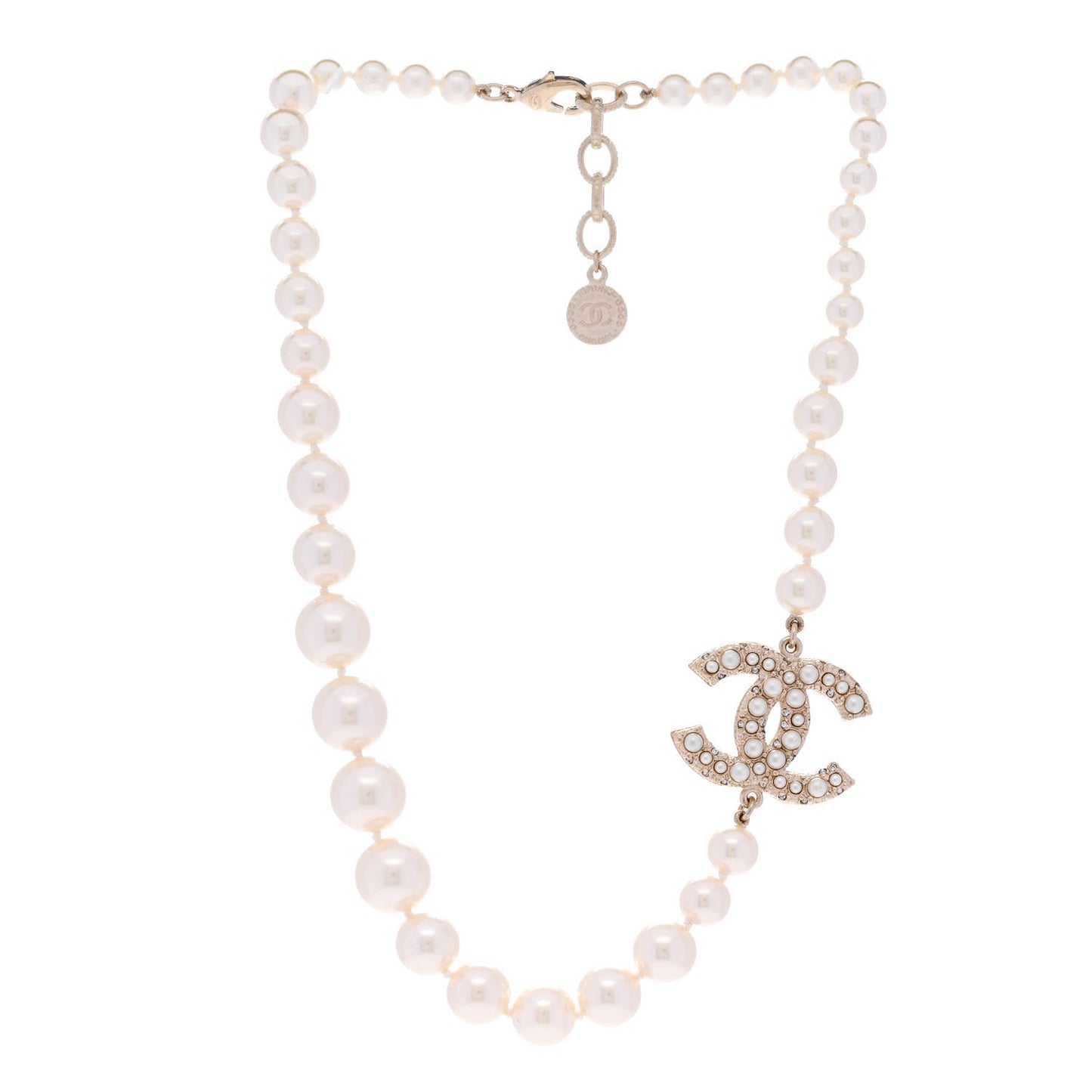 Pearl CC 100th Anniversary Necklace Light Gold