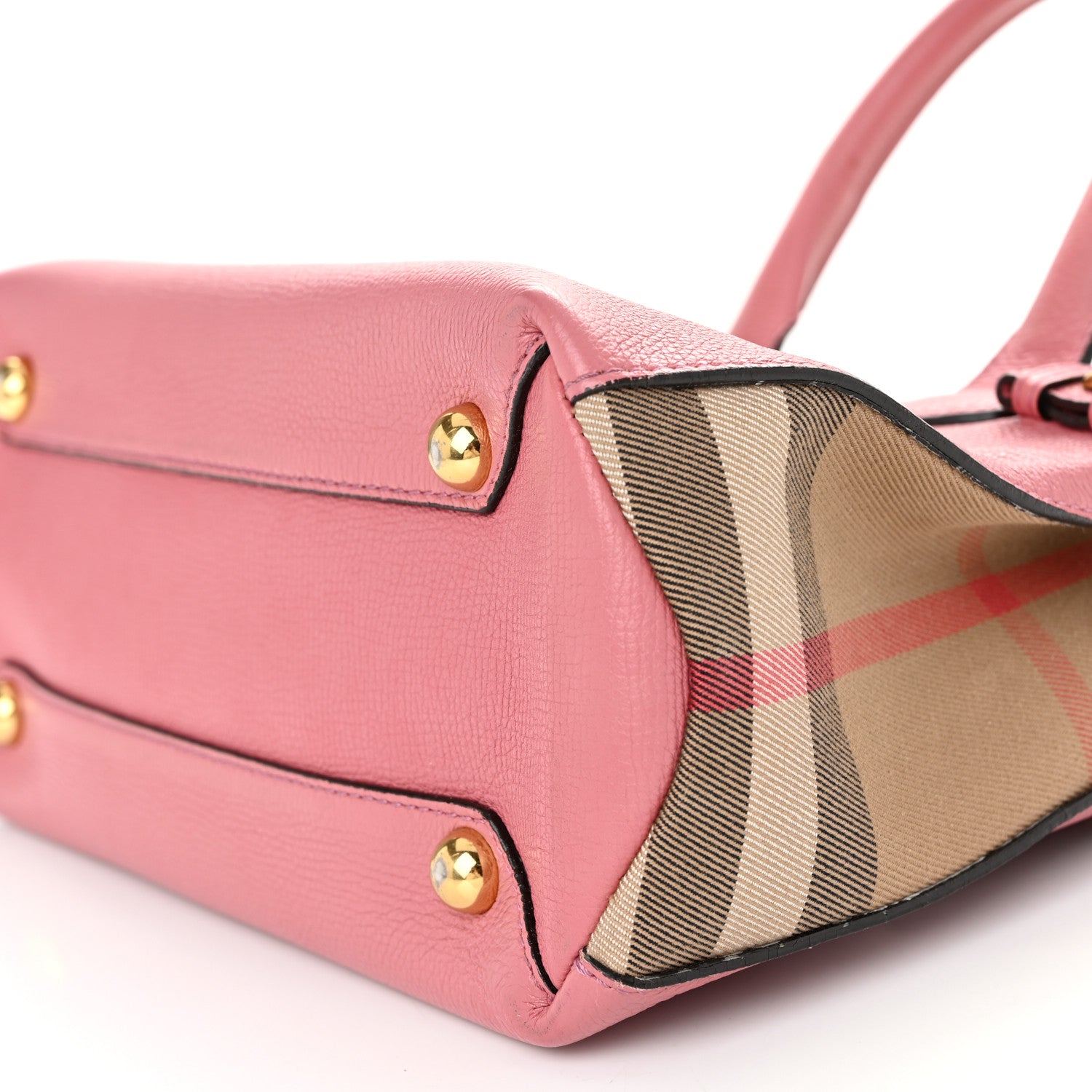 Burberry Grainy Calfskin House Check Small Banner Tote Mauve Pink 9 of 13