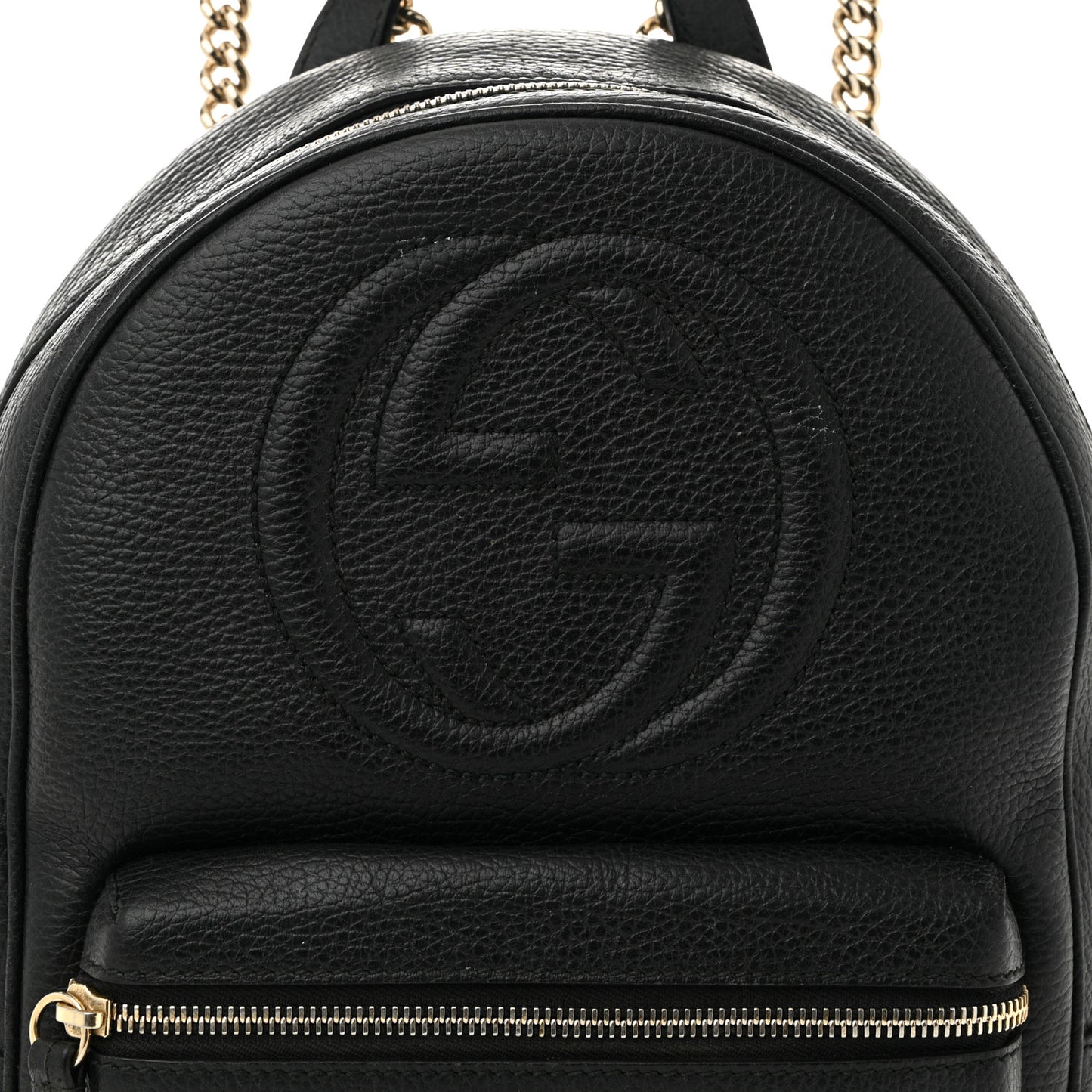 Pebbled Calfskin Soho Chain Backpack Black