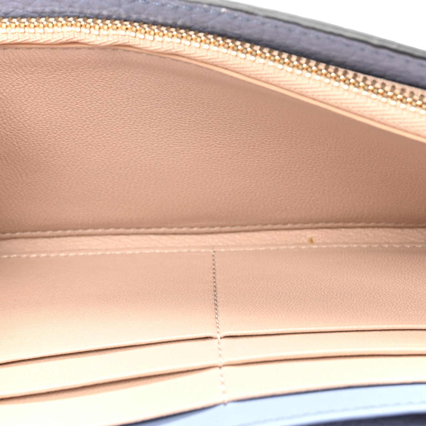 Calfskin Alphabet Long Wallet Smokey Blue