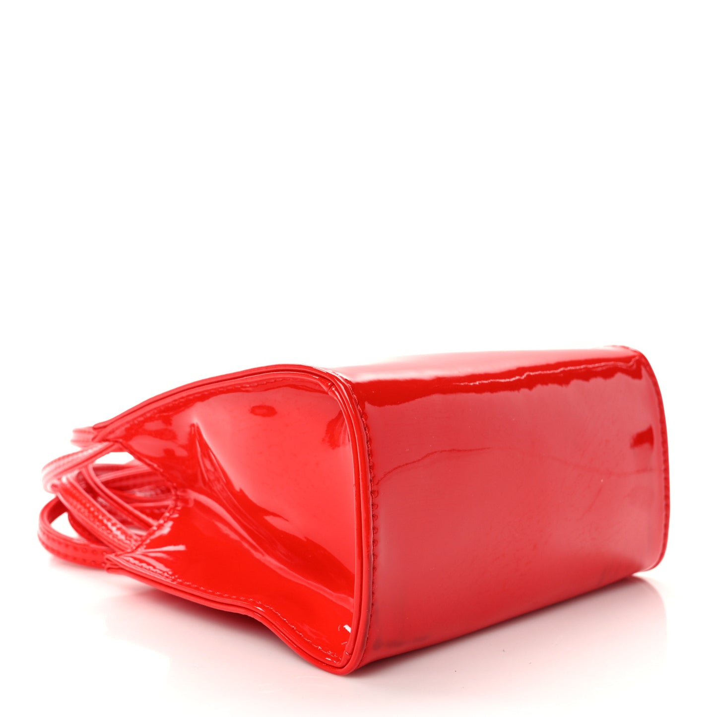 Patent Vegan Leather Small Shopping Bag Red