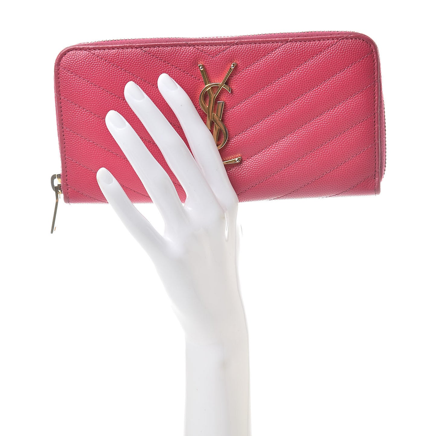 Grain De Poudre Matelasse Chevron Monogram Zip Around Wallet Bubblegum