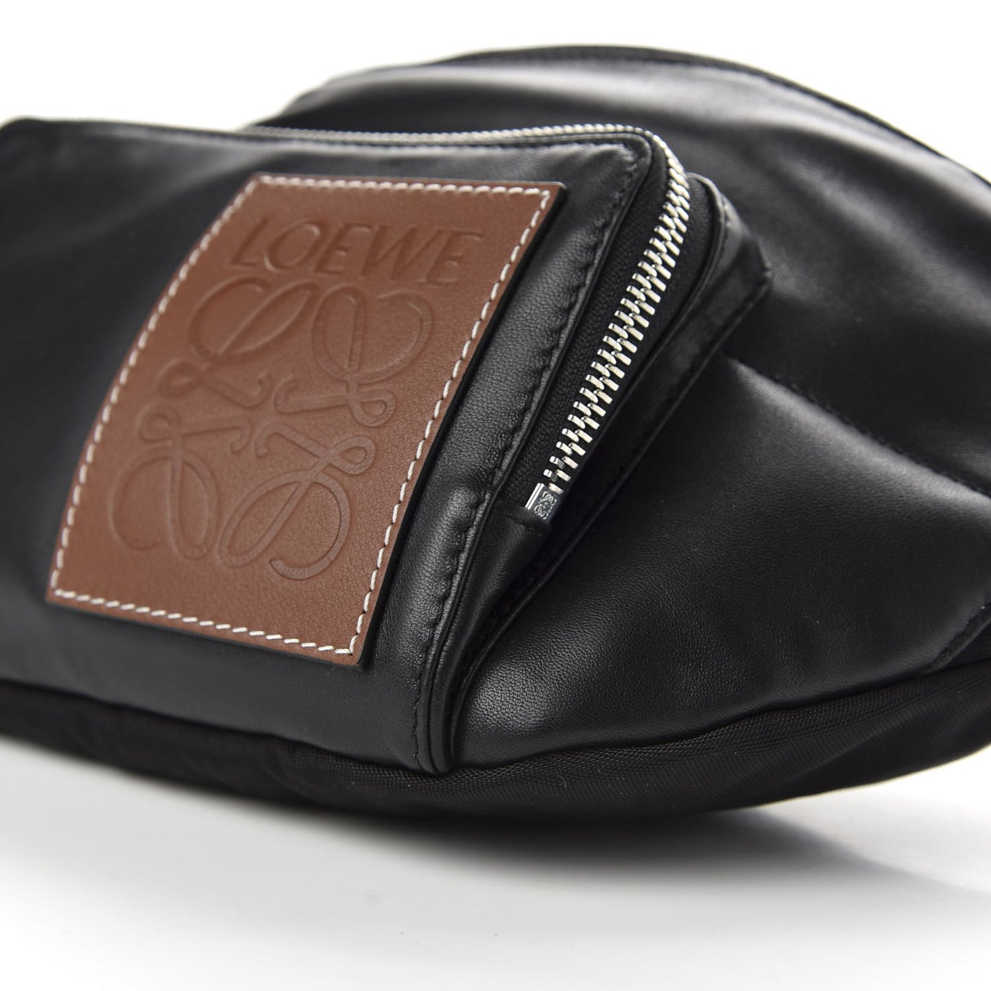 Calfskin Nylon Belt Bag Black