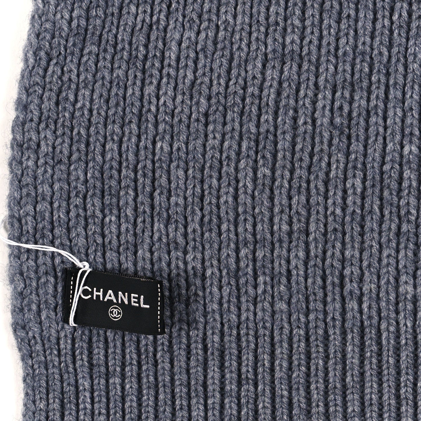 Cashmere Knitted CC Scarf Grey