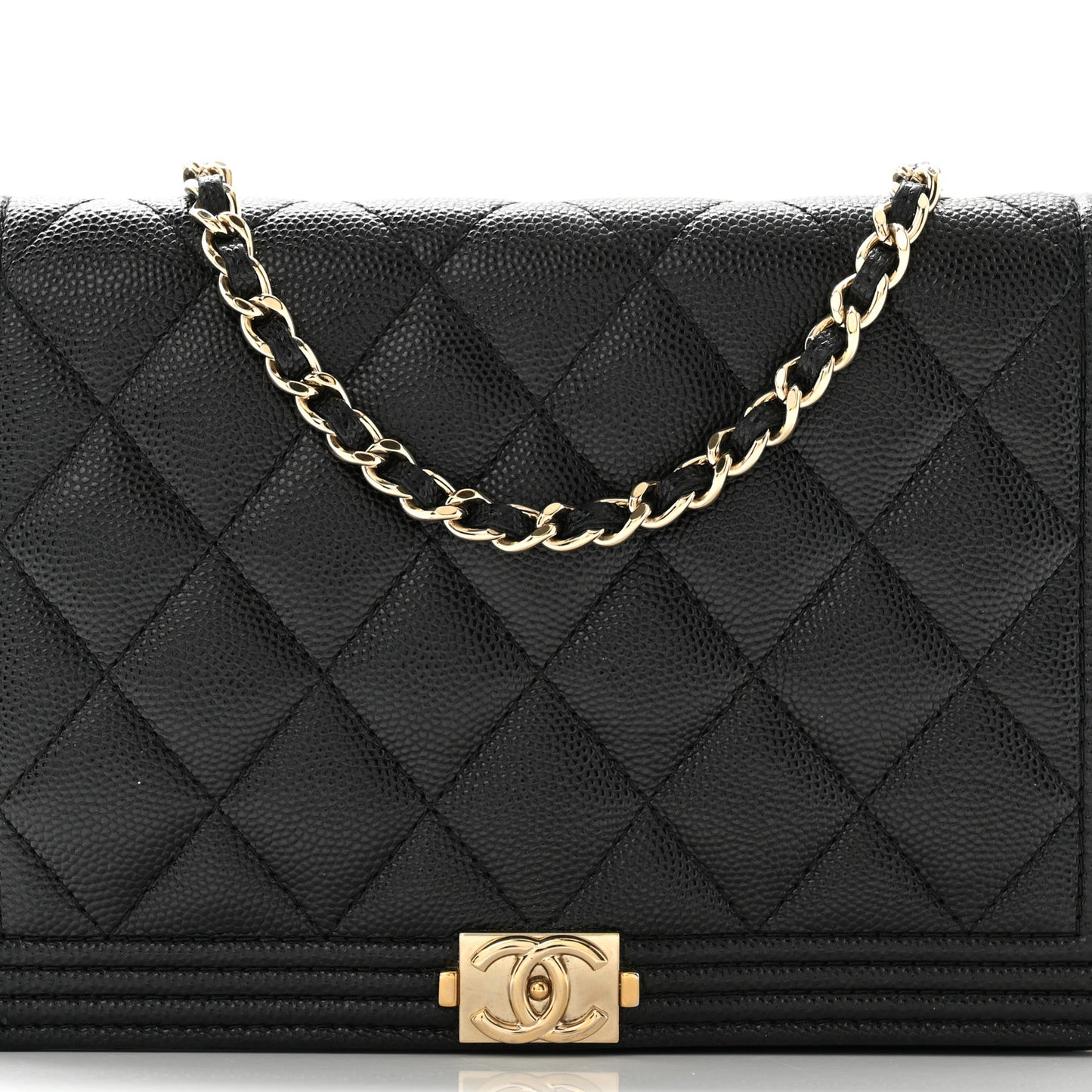 Caviar Quilted Boy Wallet On Chain WOC Black