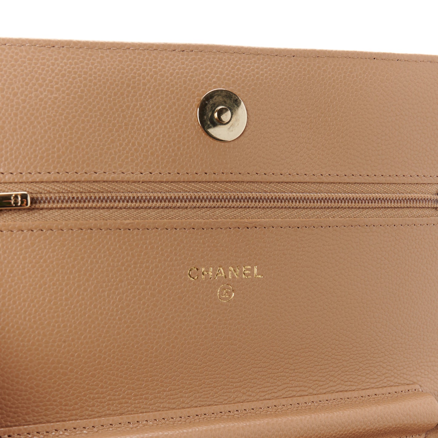 Caviar Quilted Wallet on Chain WOC Dark Beige