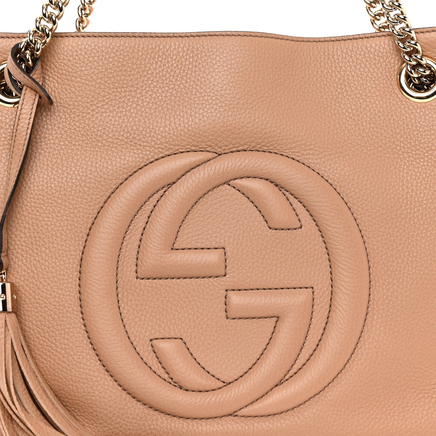 Pebbled Calfskin Medium Soho Chain Shoulder Bag Camelia