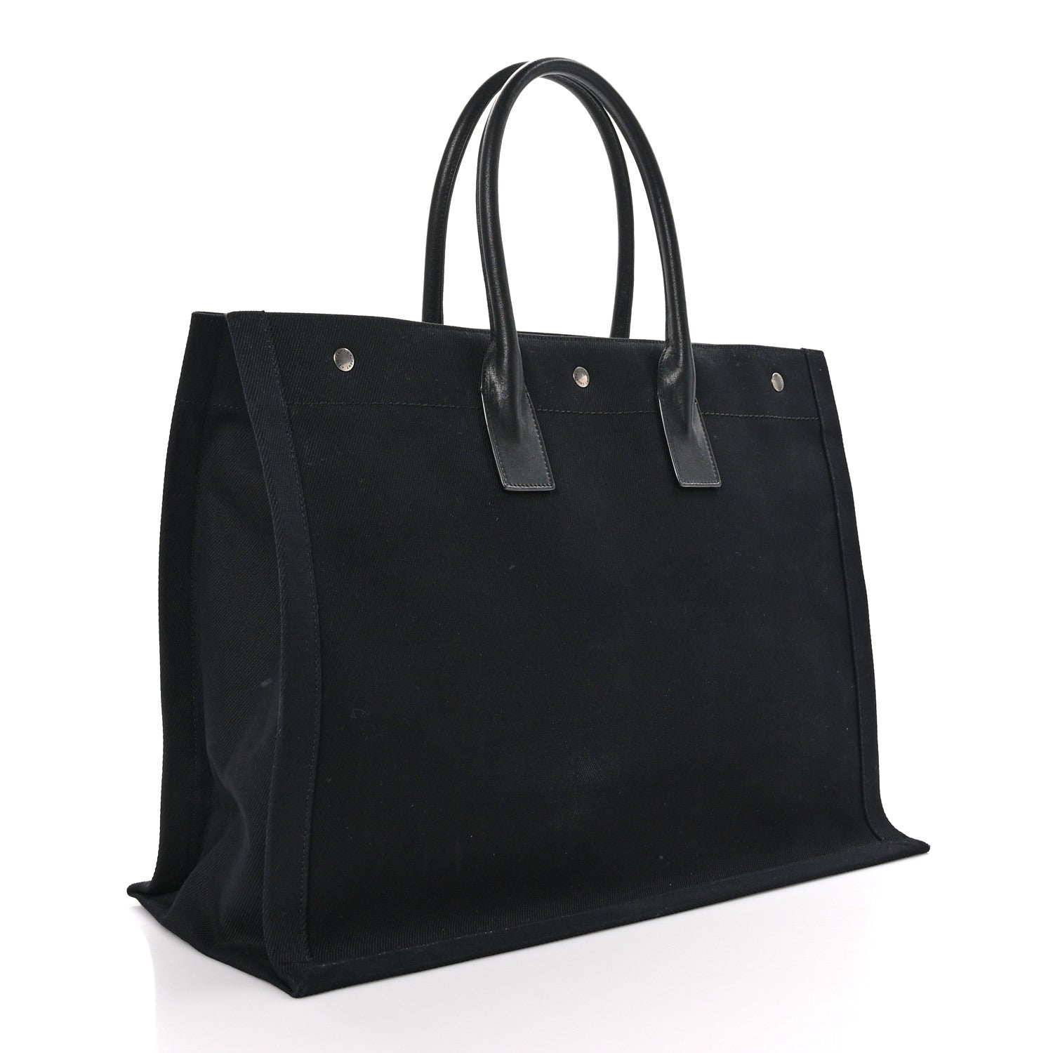 Saint Laurent Linen Calfskin Rive Gauche Tote Black 3 of 8