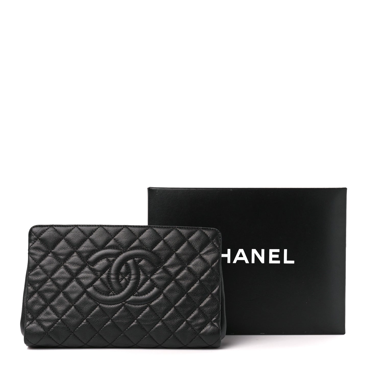 Caviar Quilted CC Large Clutch Black