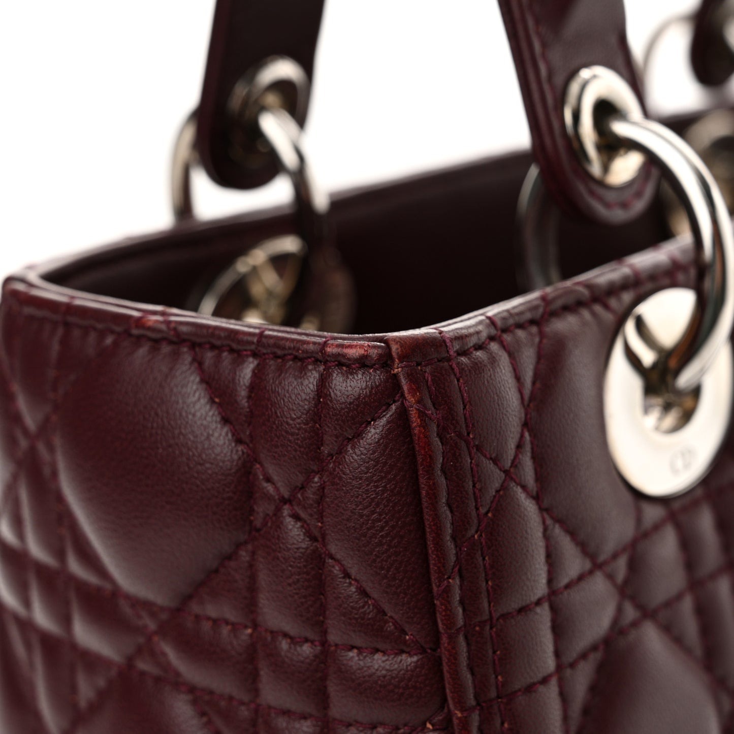 Lambskin Cannage Medium Lady Dior Burgundy