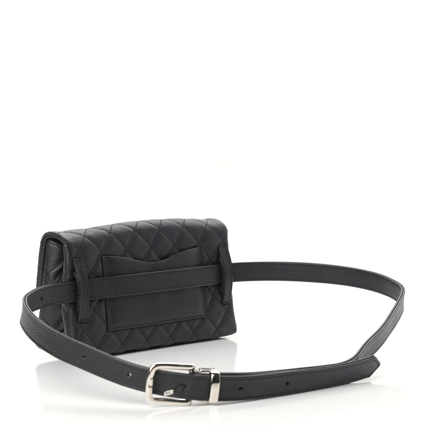Grained Calfskin Quilted 2.55 Reissue Flap Belt Bag Clutch Black