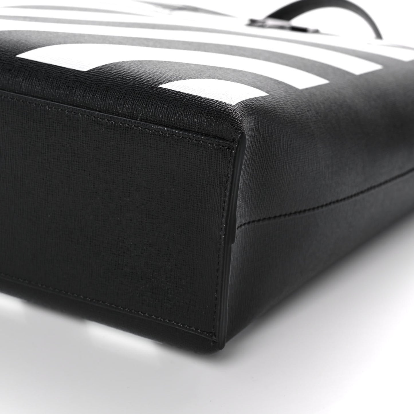 Saffiano Striped Diag Binder Crossbody Black White