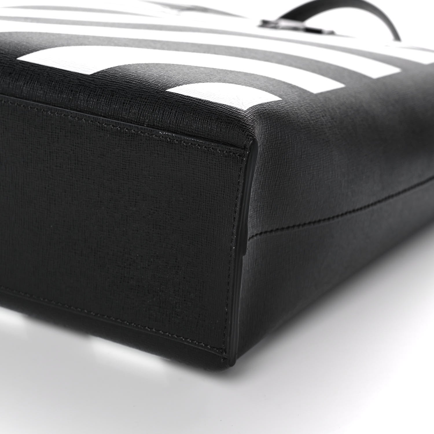 Off-White Saffiano Striped Diag Binder Crossbody Black White 7 of 7