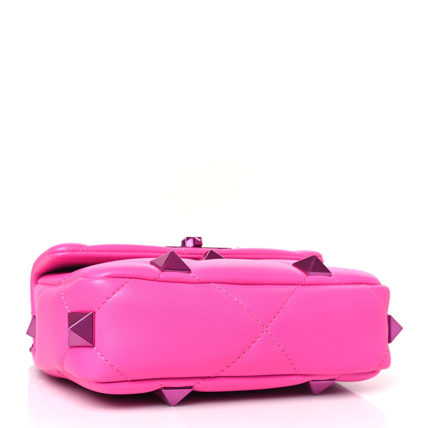 Nappa Lacquer Monochrome Small Roman Stud Shoulder Bag Pink PP