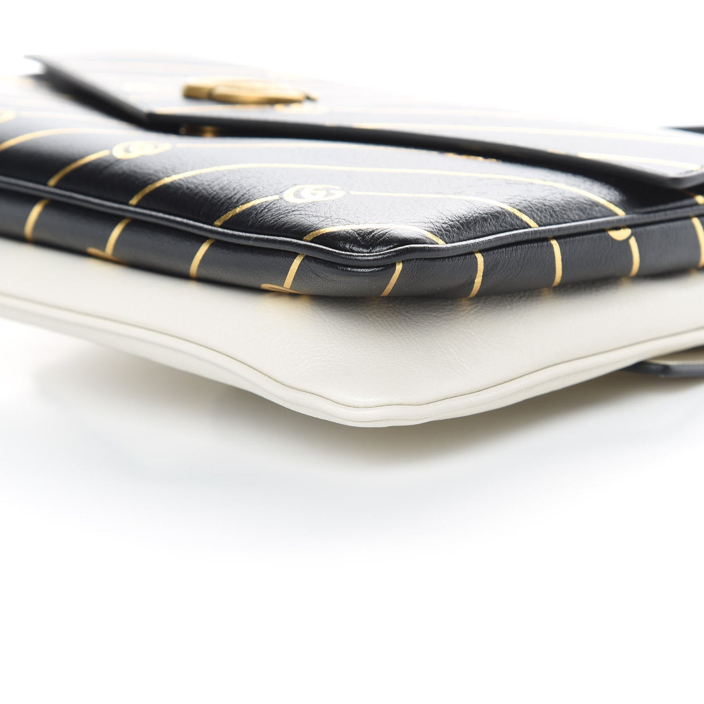 Calfskin Diagonal GG Medium Thiara Double Envelope Shoulder Bag Black White