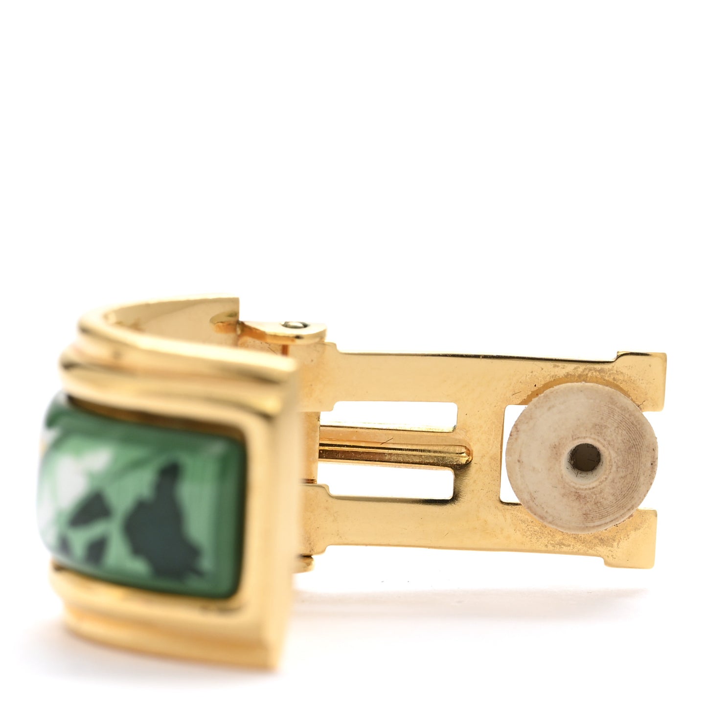 Printed Enamel Clip On Earrings Gold