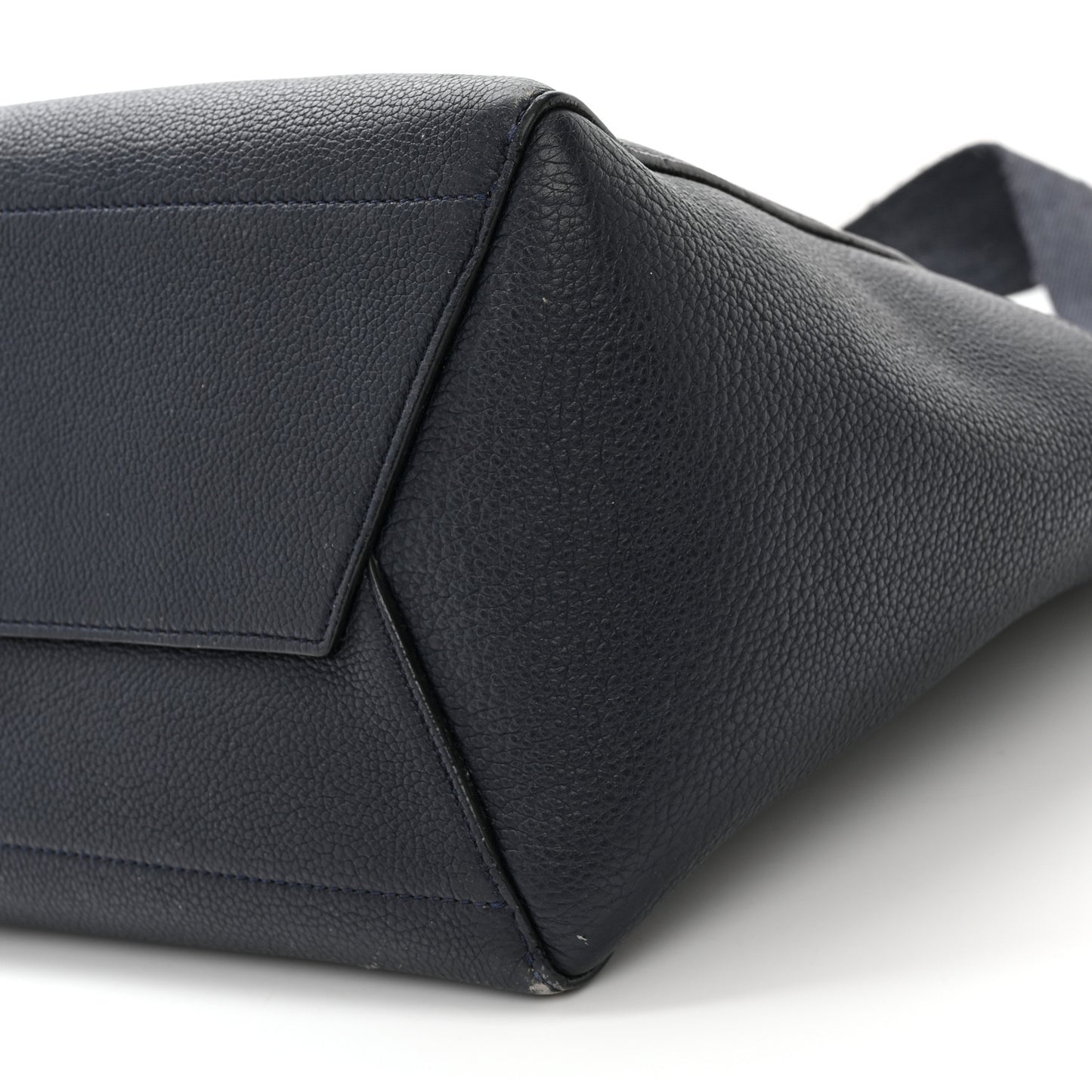 Soft Grained Calfskin Sangle Bucket Bag Navy Blue
