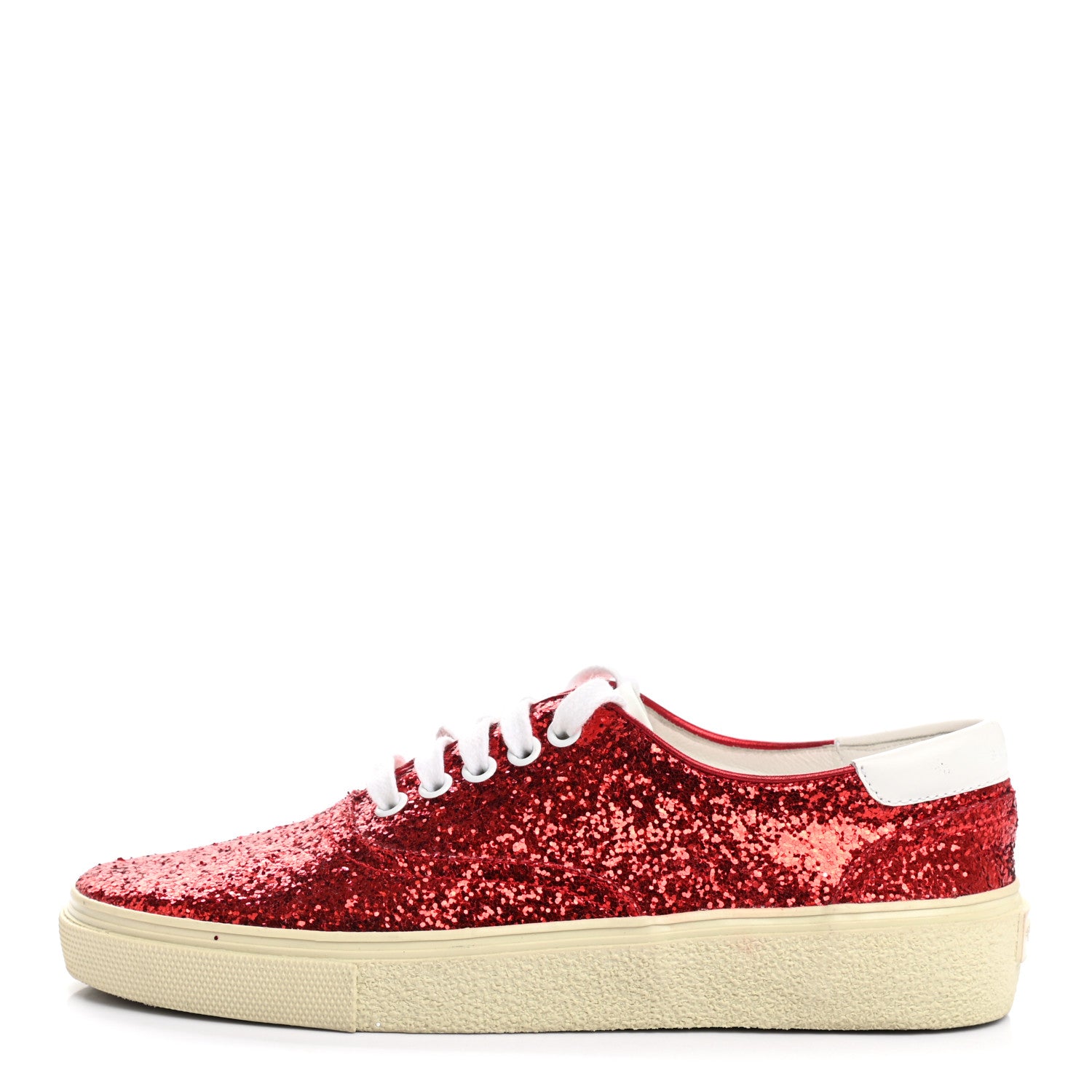 Saint Laurent Calfskin Crystal Glitter Venice Low Top Sneakers 38 Red 1 of 10
