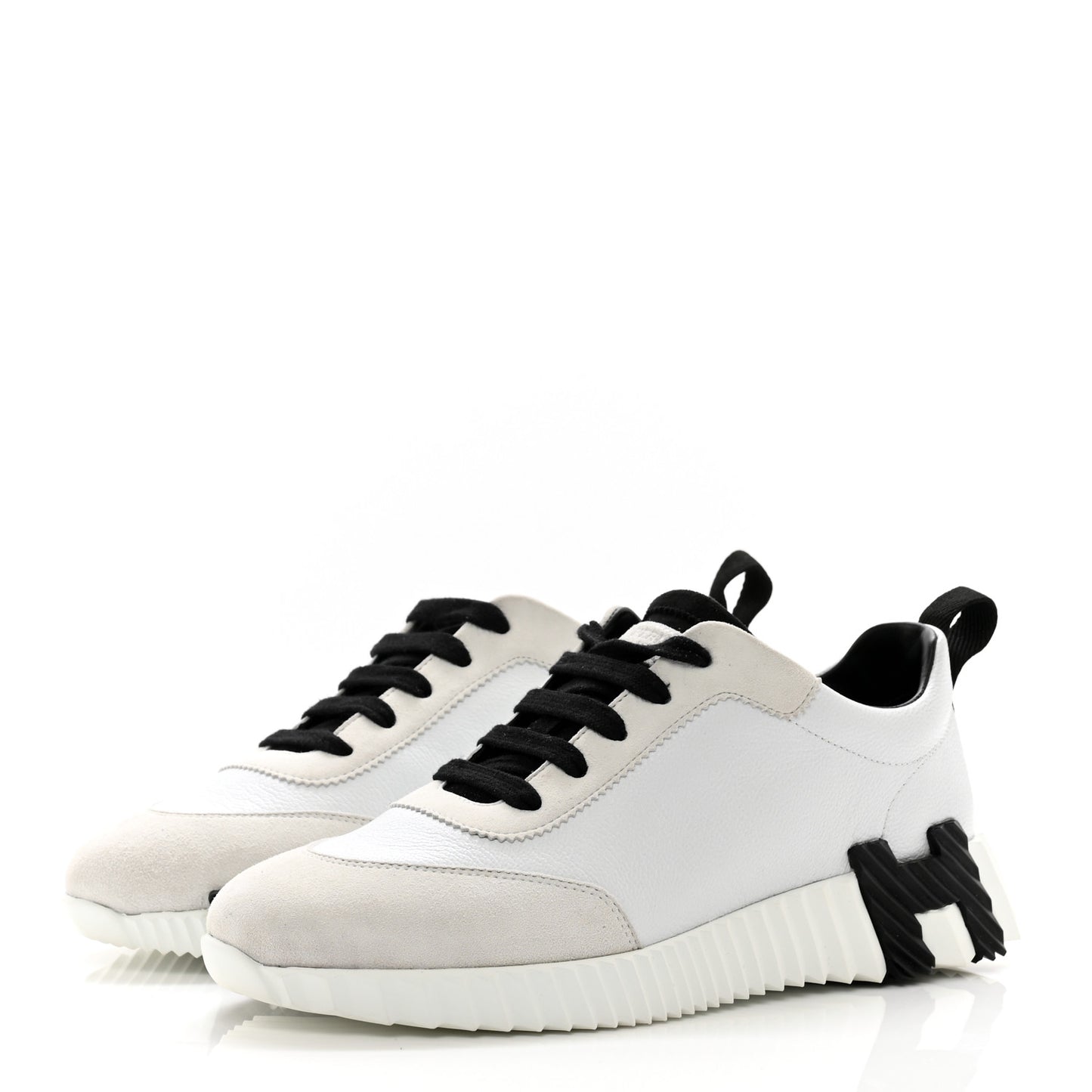 Goatskin Suede Goatskin Bouncing Sneakers 36 White Black