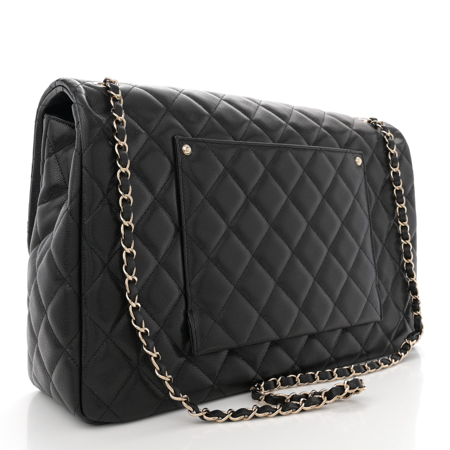 Caviar Quilted XXL Travel Flap Bag Black