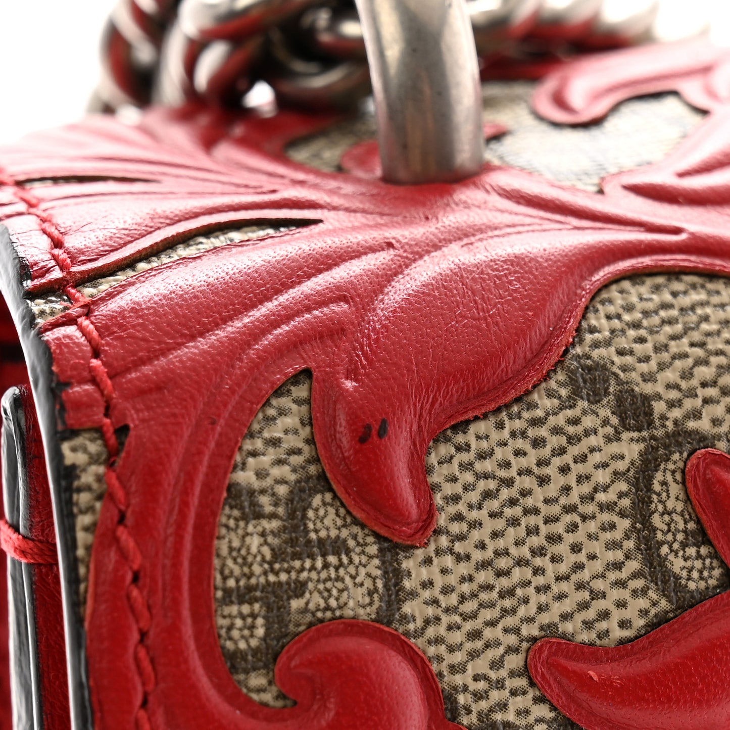 GG Supreme Monogram Arabesque Small Dionysus Shoulder Bag Hibiscus Red