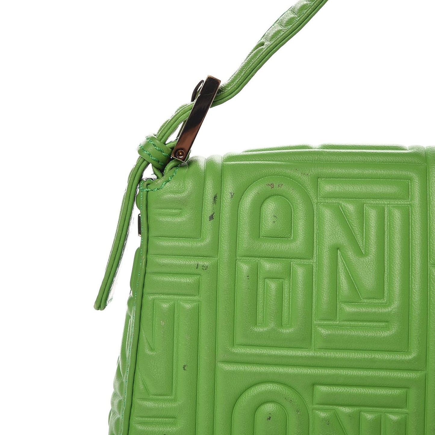 Nappa Logo Embossed Baguette Green