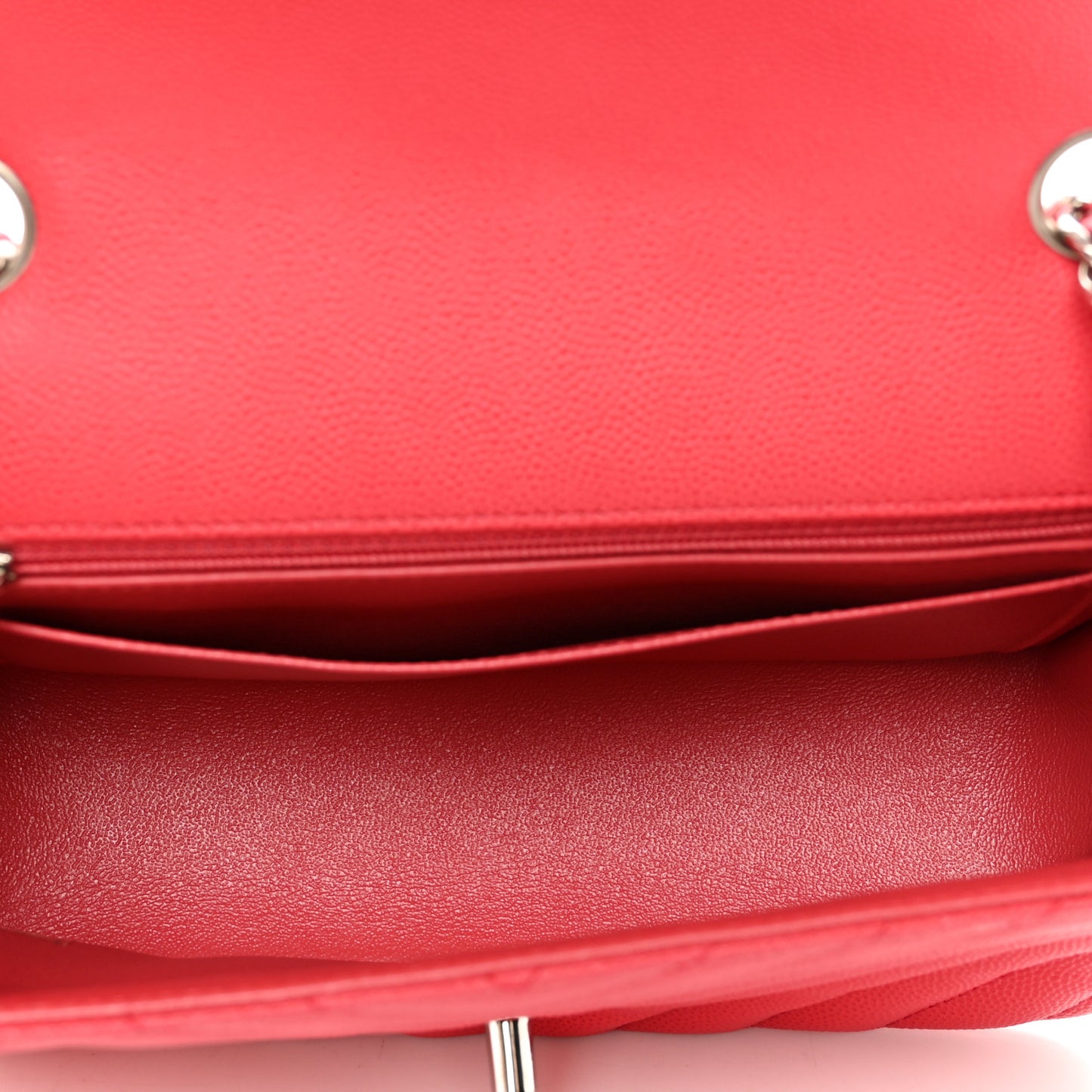 Caviar Chevron Quilted Mini Rectangular Flap Red