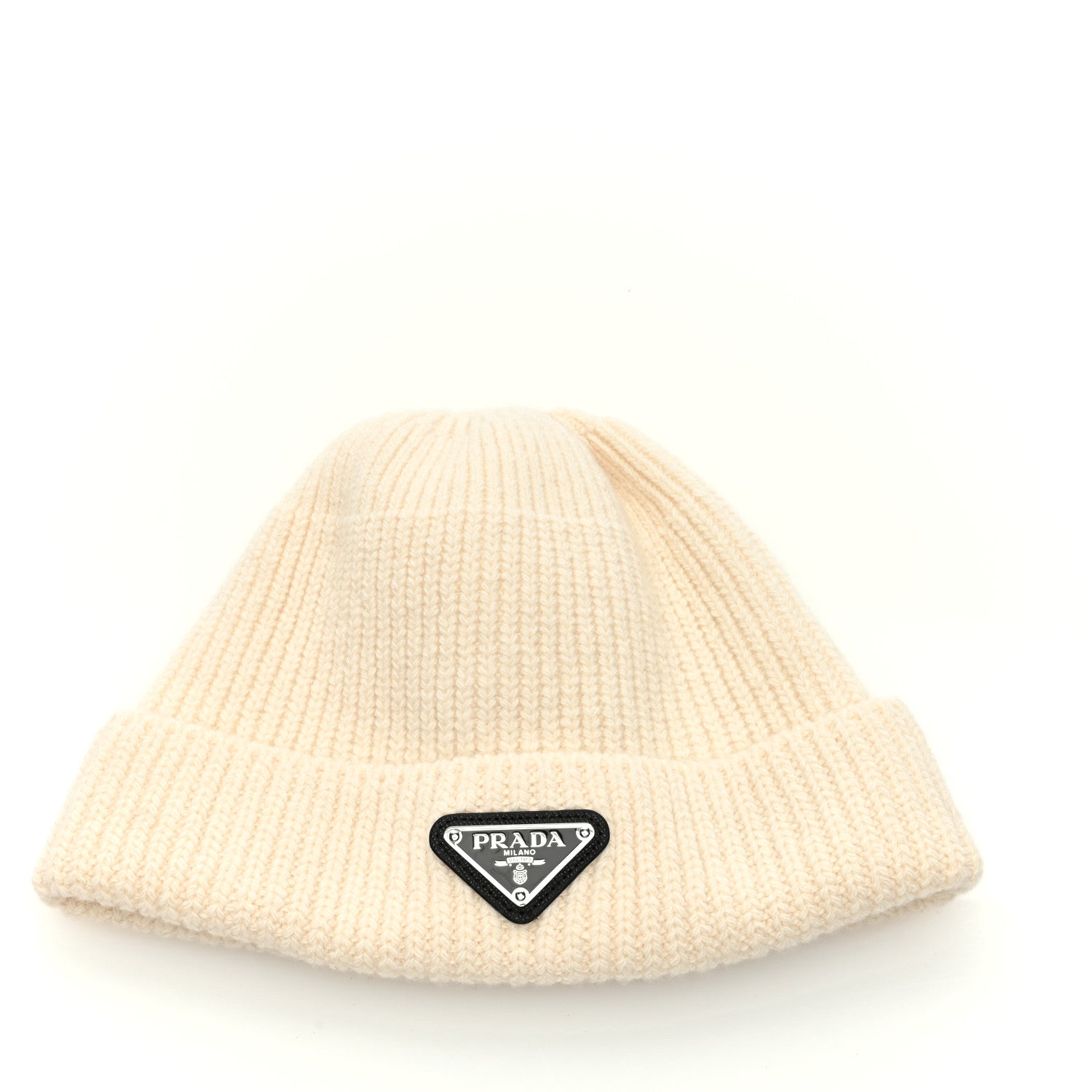 Prada Wool Cashmere Beanie Hat L White 1564852 – FASHIONPHILE