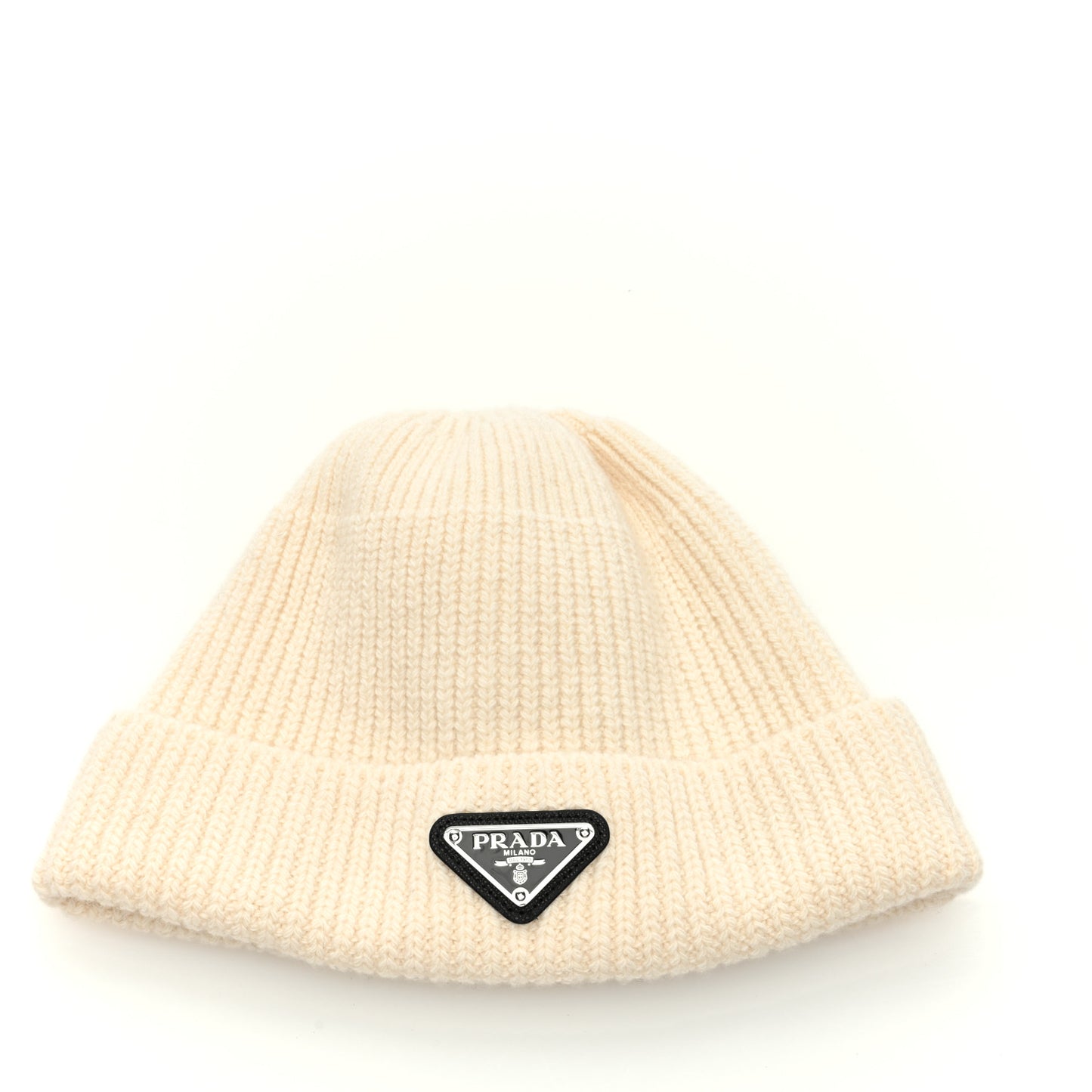Wool Cashmere Beanie Hat L White