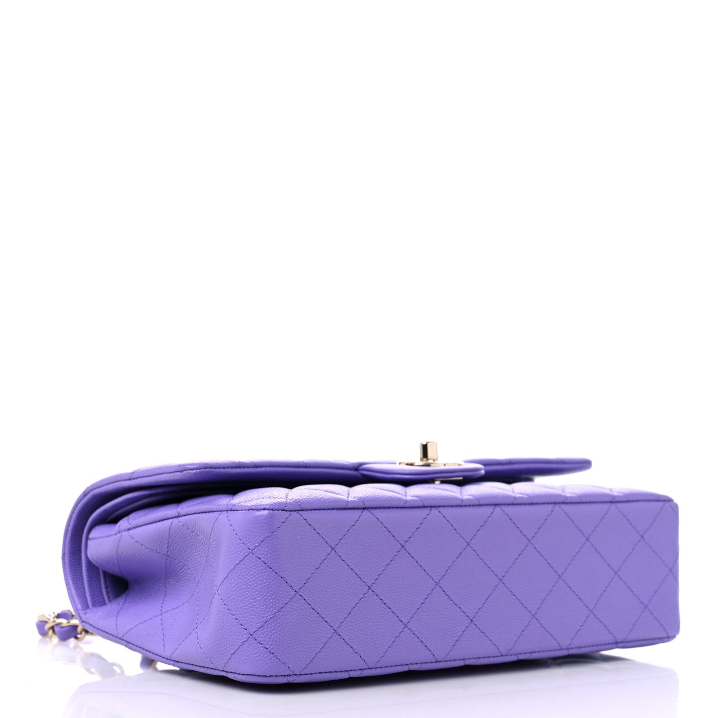 Caviar Quilted Medium Double Flap Purple