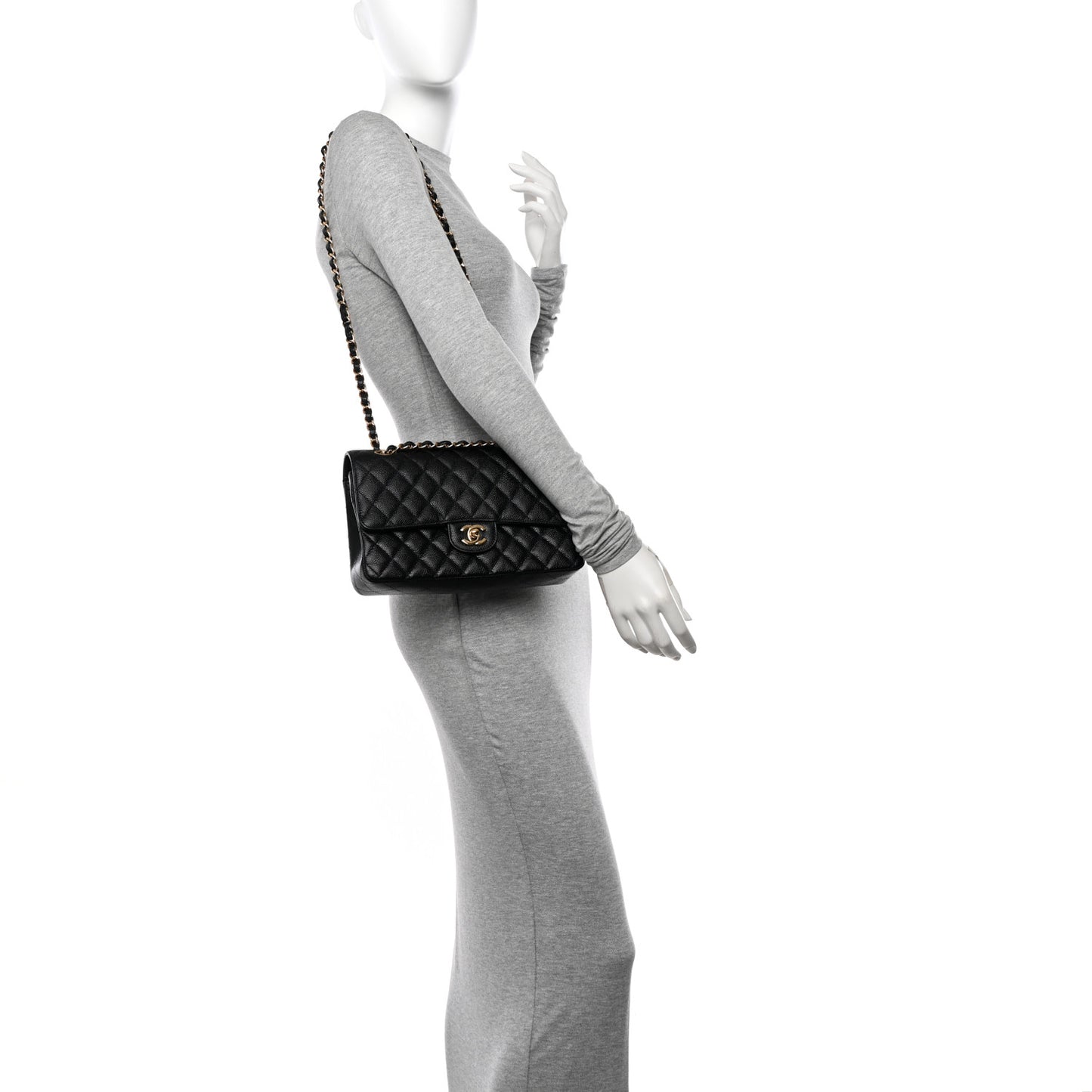 Caviar Quilted Medium Double Flap Black