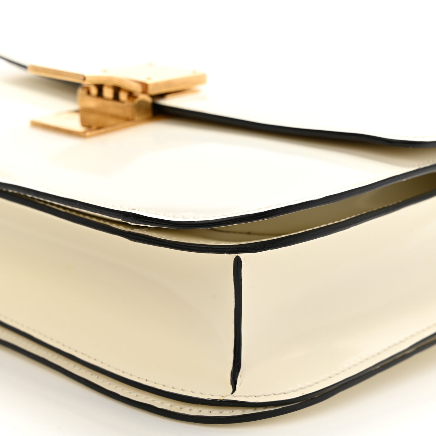 Spazzolato Calfskin Medium Classic Box Flap Bag White