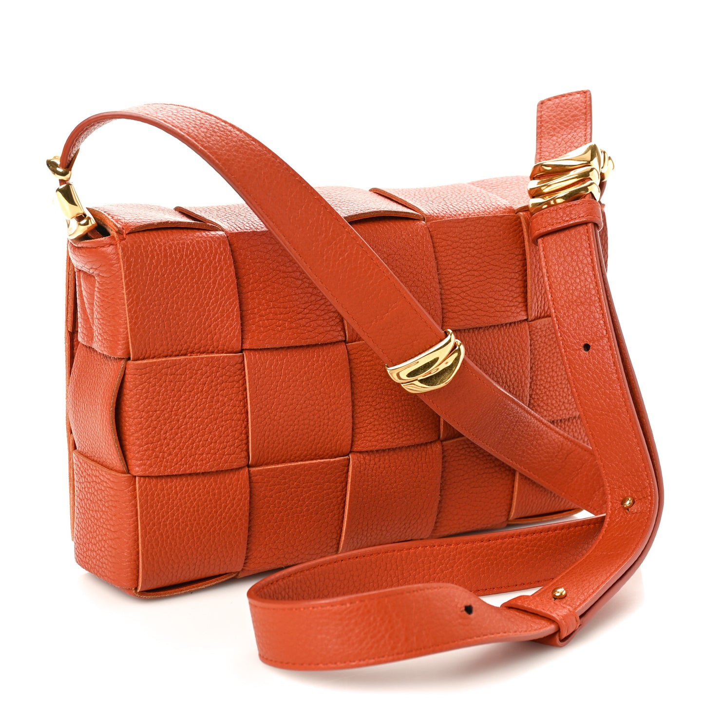 Grained Calfskin Maxi Intrecciato Cassette Crossbody Bag Burned Orange