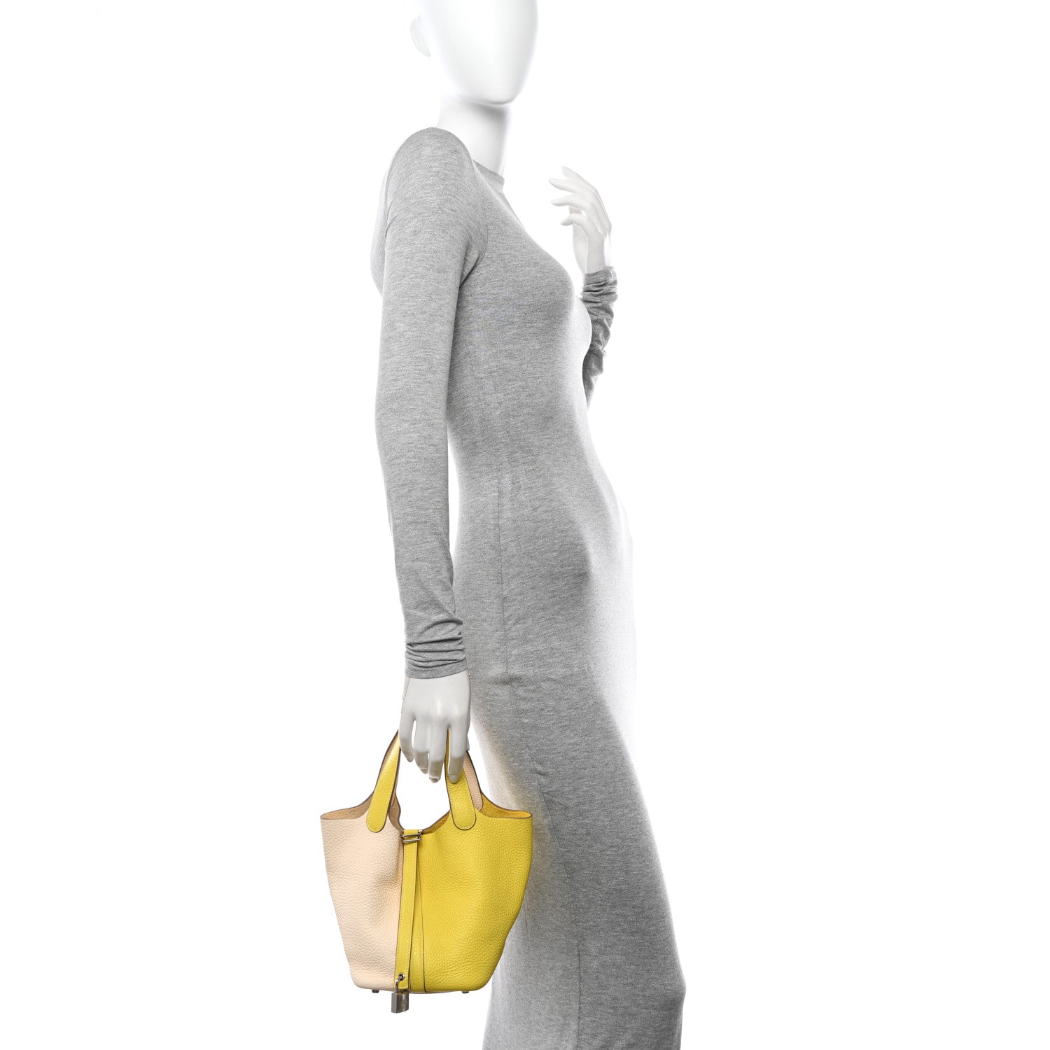 Hermes Taurillon Clemence Casaque Picotin Lock 18 PM Lime Nata 2 of 13