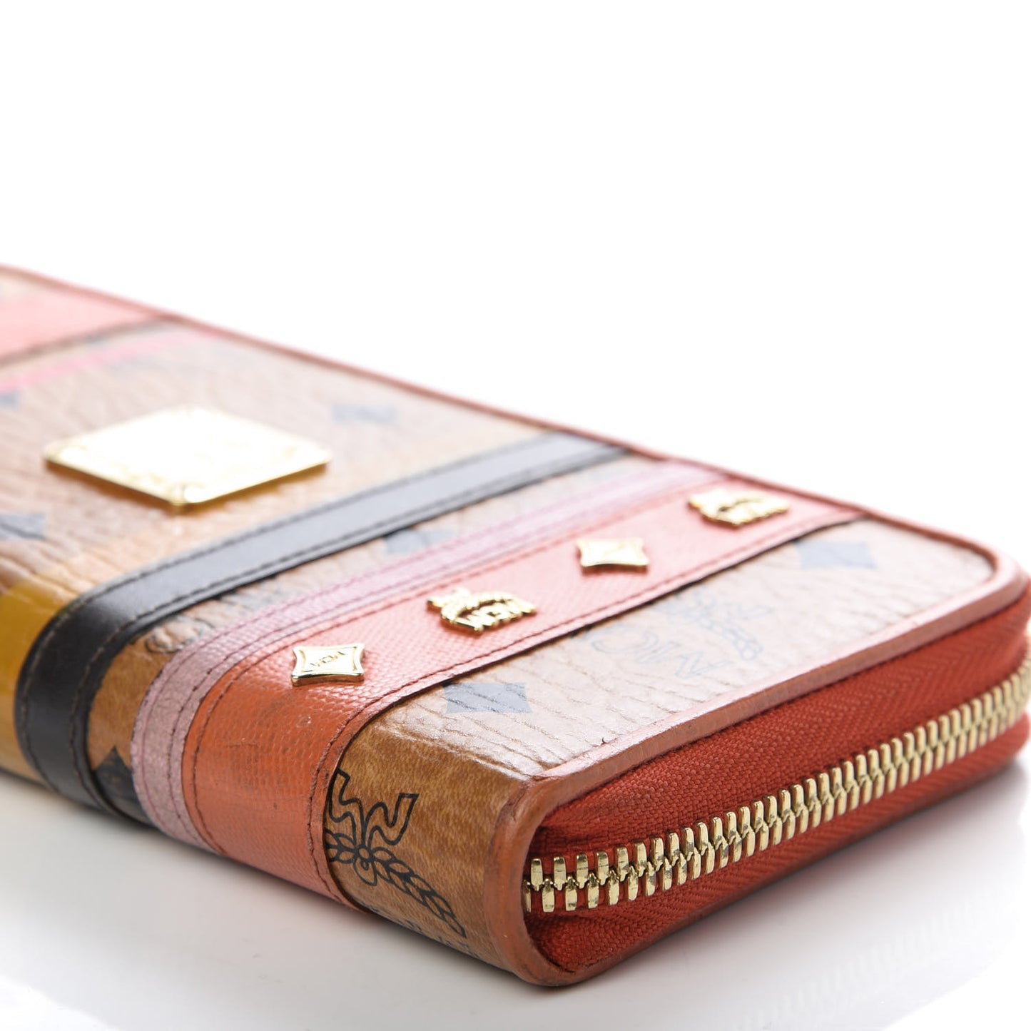 Visetos Striped Zip Around Wallet Cognac