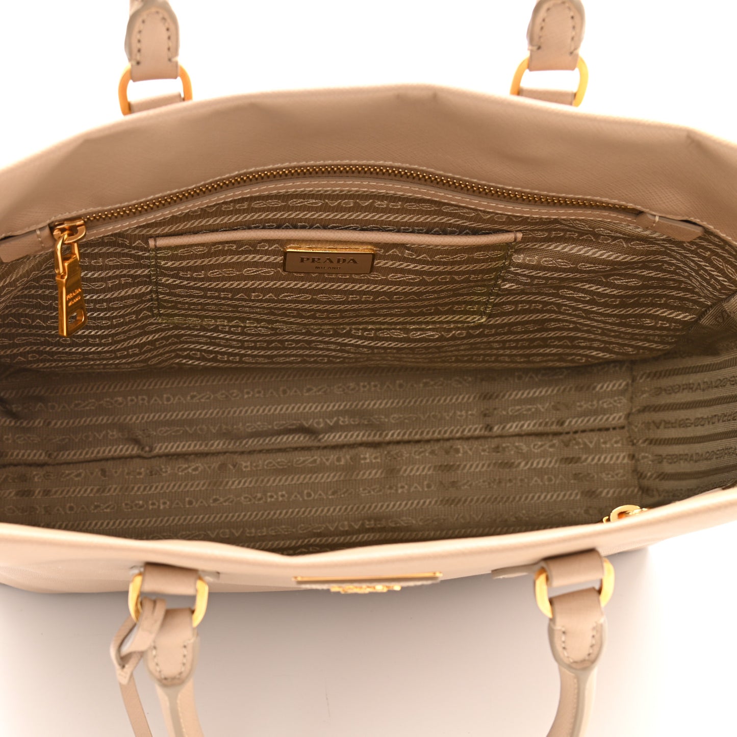Saffiano Lux Double Handle Shopping Tote Sabbia