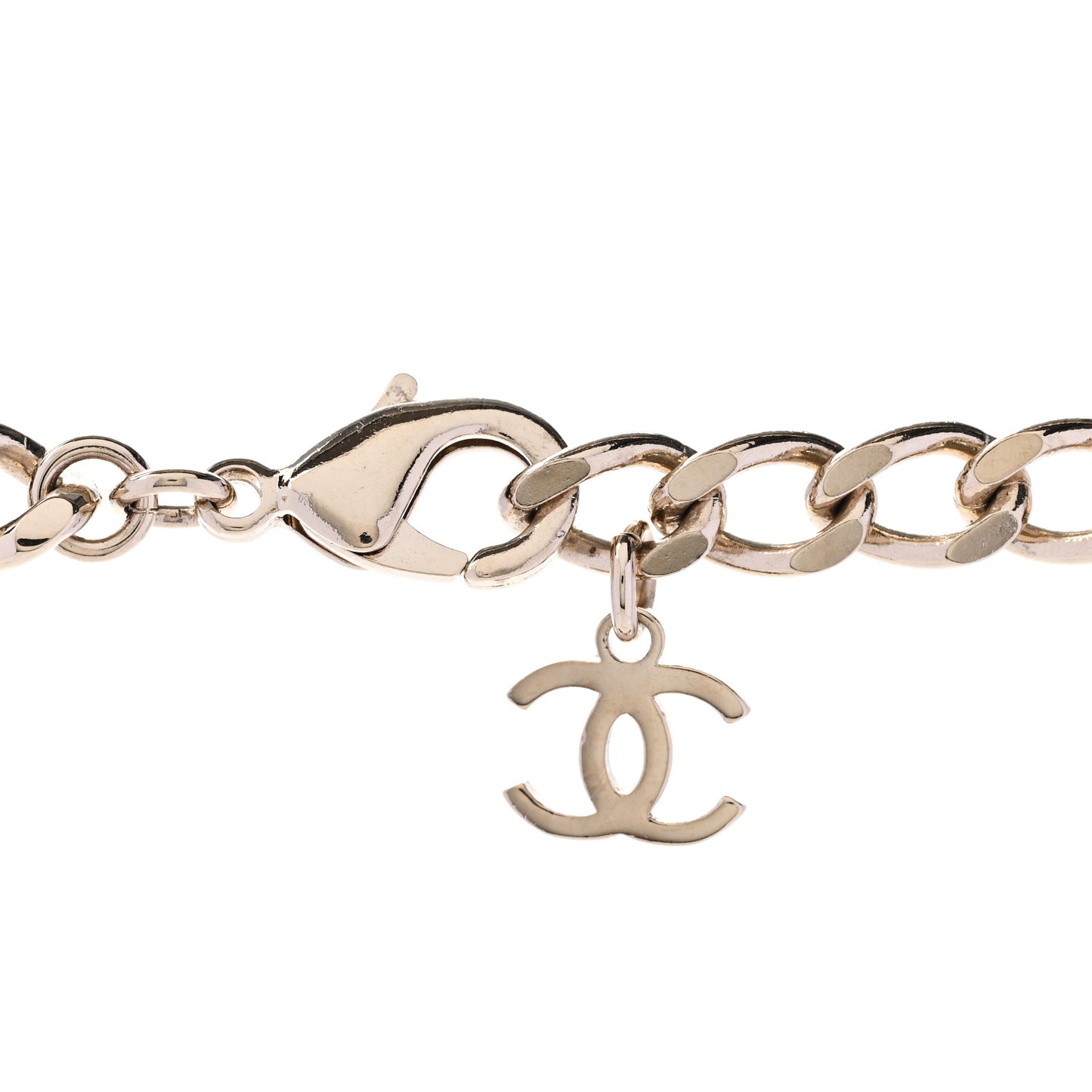 Pearl Crystal CC Long Chain Necklace Gold