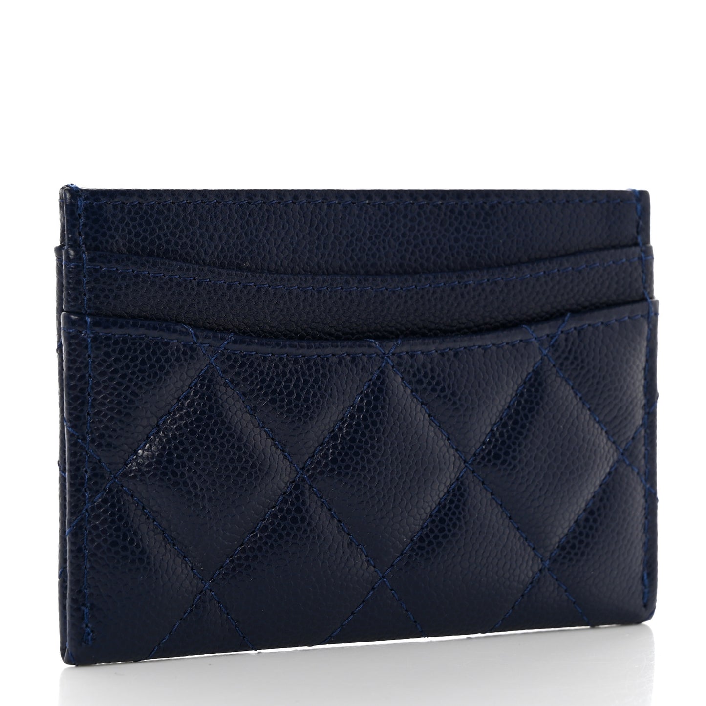 Caviar Quilted Card Holder Navy