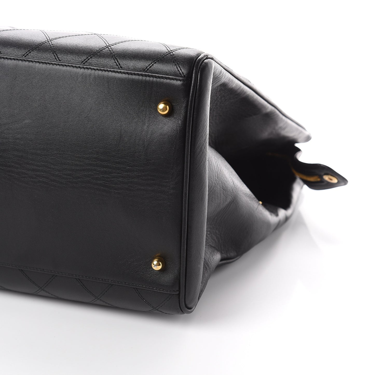 Calfskin Stitched XL Weekender Black
