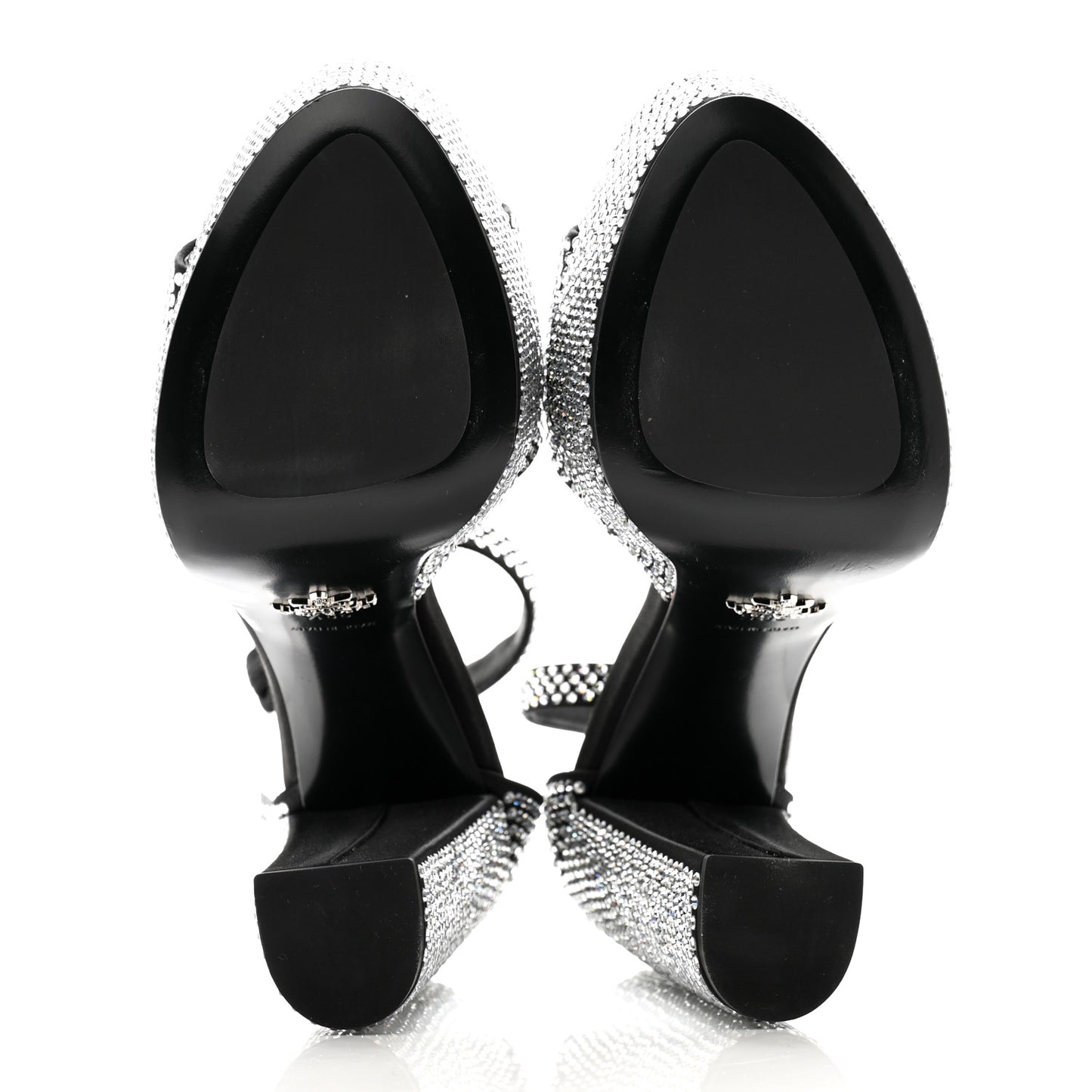 Satin Crystal Triangle Logo 40/135mm Platform Sandals 38.5 Cristal